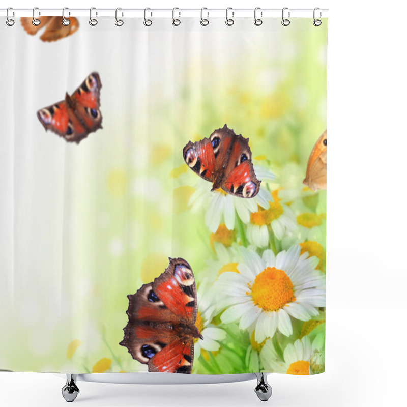 Personality  Butterflies On A Flowers Shower Curtains