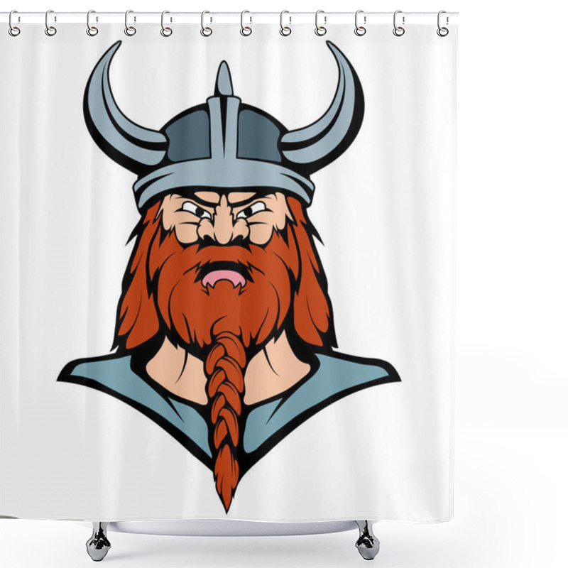 Personality  Viking Mascot Graphic, Viking Head Suitable As Logo For Team Mascot, Viking Warrior In Combat Helmet, Vector Graphic To Design Shower Curtains