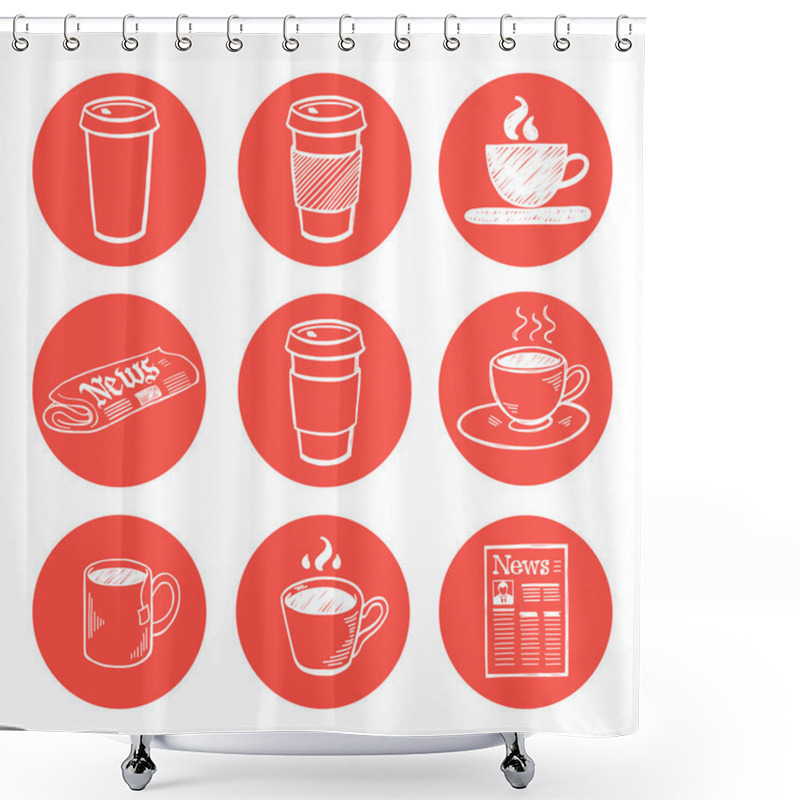 Personality  Coffee Break Icons Shower Curtains