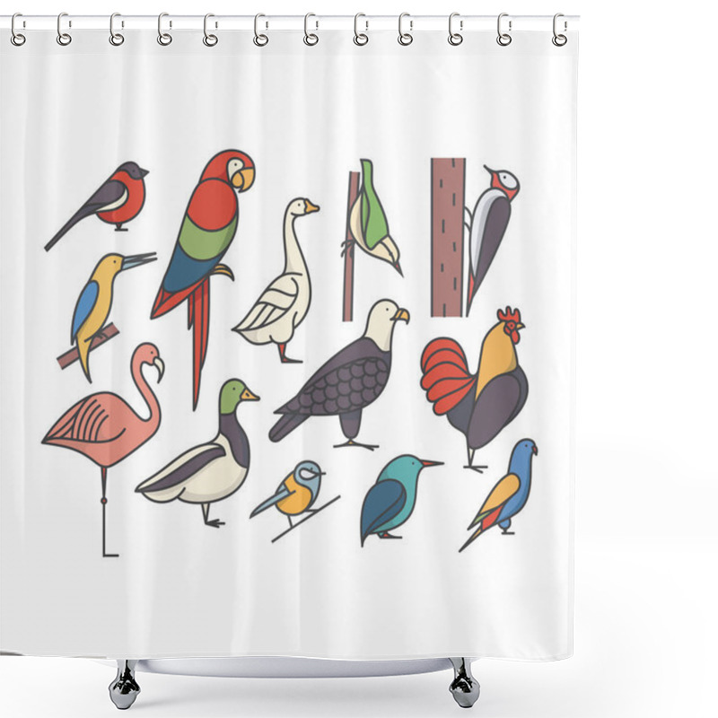 Personality  Icon Set Of Birds Shower Curtains