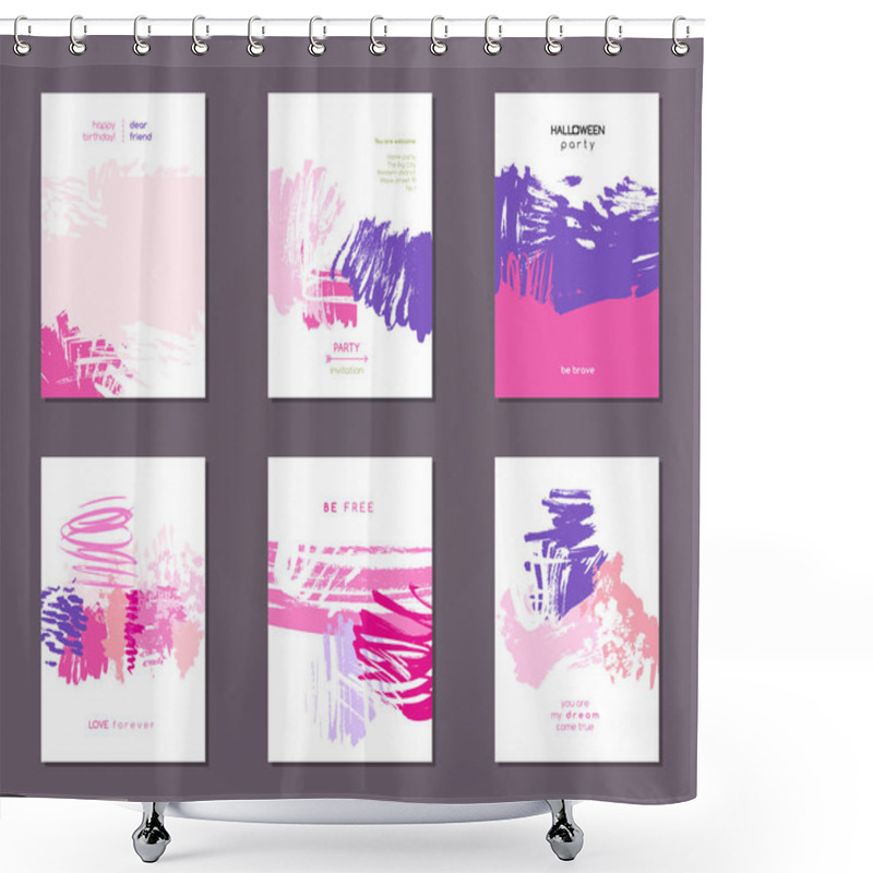 Personality  Set Of Vector Postcards Shower Curtains