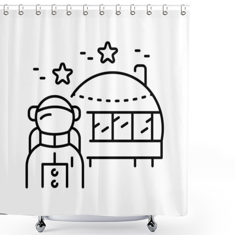 Personality  Space Colonization Black Line Icon. Shower Curtains