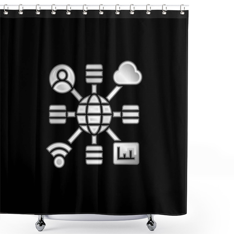 Personality  Big Data Silver Plated Metallic Icon Shower Curtains