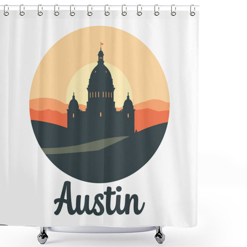 Personality  A Silhouette Of The Texas State Capitol Building With Rolling Hills In The Background, Capturing The Beauty Of Texas Landscape And Architecture Shower Curtains