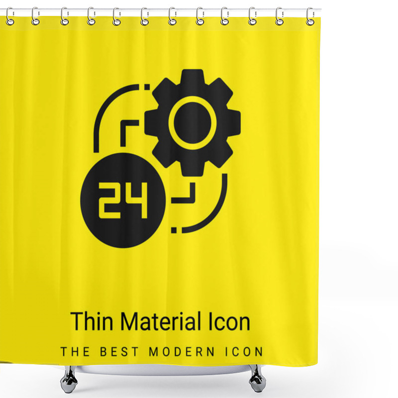 Personality  24 Hours Minimal Bright Yellow Material Icon Shower Curtains