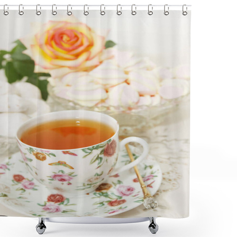 Personality  Spring Still Life, Morning Tea With Dessert Shower Curtains