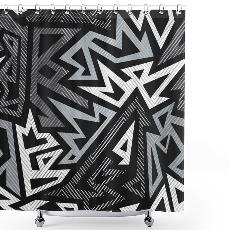 Personality  Monochrome Tribal Seamless Pattern Shower Curtains