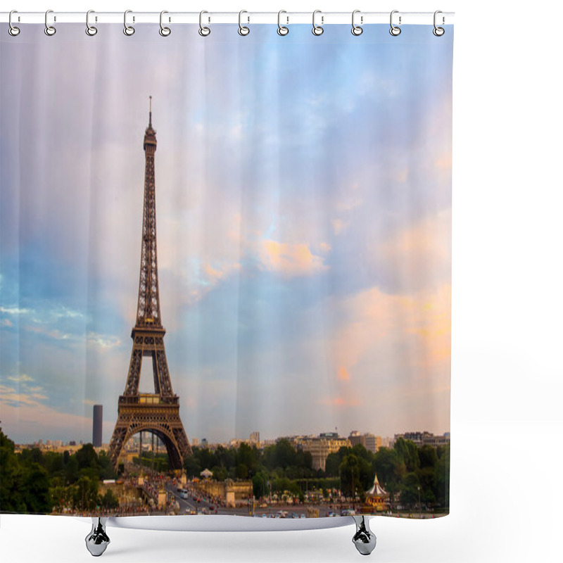 Personality  Eiffel Tower In Paris, France. City Landmarks With Sunset Sky. Shower Curtains