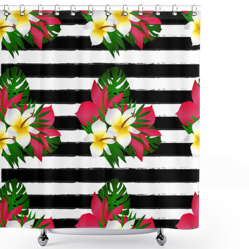 Personality  Seamless Tropical Flower Pattern Shower Curtains