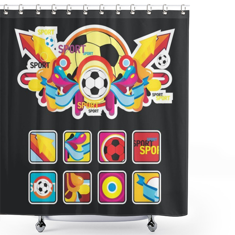 Personality  Interesting Composition With Sports Balls Shower Curtains