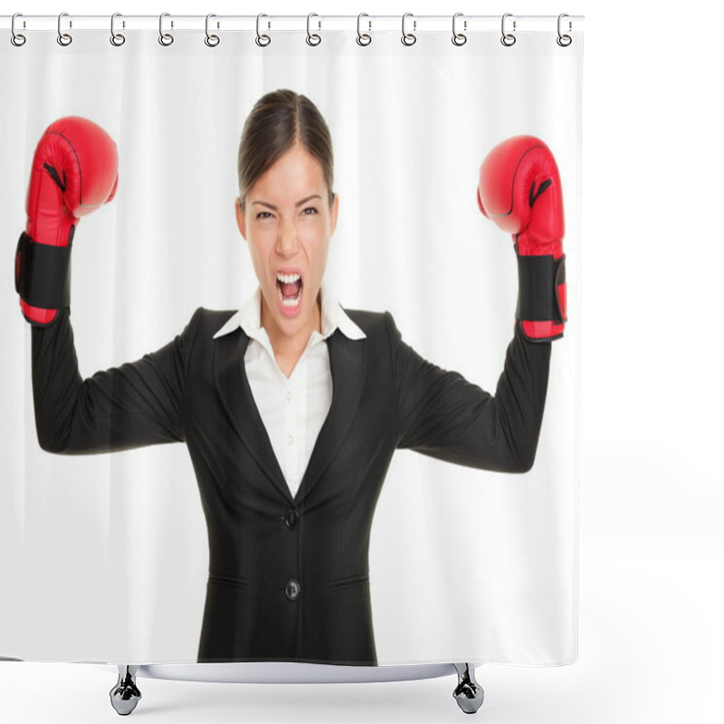 Personality  Boxing Gloves Business Woman Angry Shower Curtains