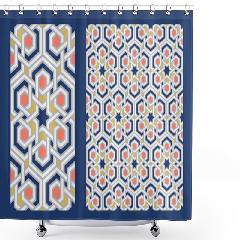 Personality  Traditional Arabic Islam Geometric Art. Single Floor Tile And Arabesque Seamless Repeat Pattern. Moroccan Patterned Wall Tiles. Vector Illustration. Shower Curtains