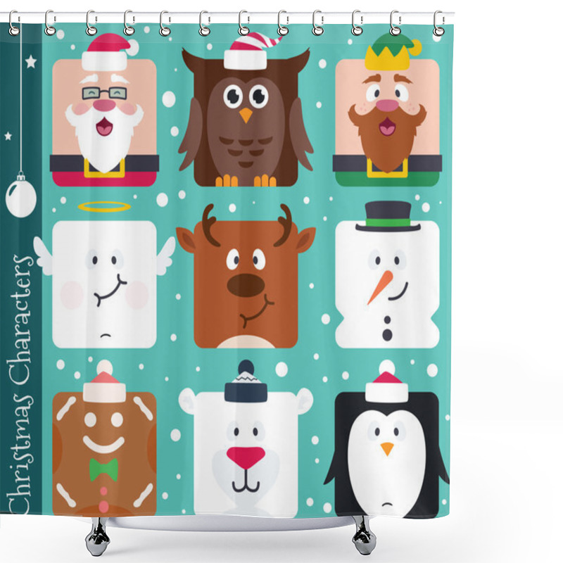 Personality  Square Flat Christmas Characters Shower Curtains