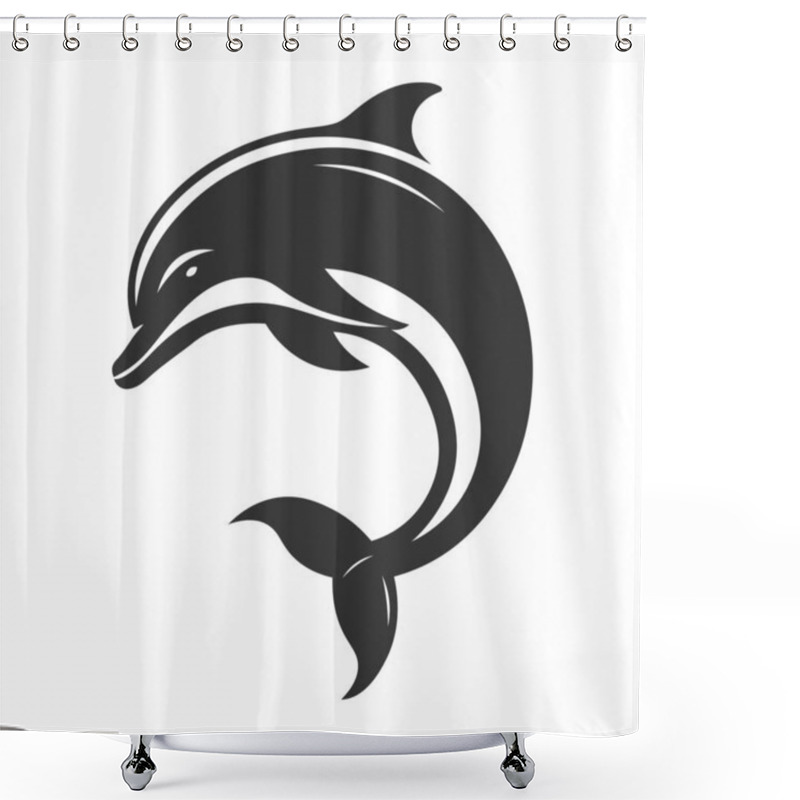 Personality  Graceful Dolphin Silhouette Ideal For Ocean-themed Designs, Beach Art, And Marine Life Projects. Shower Curtains