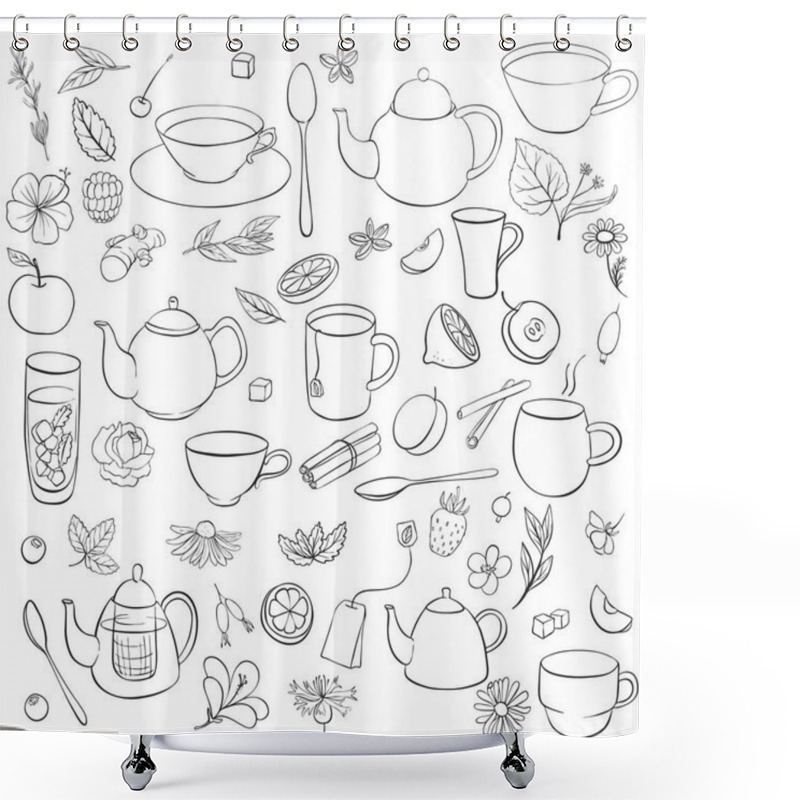 Personality  Vector Tea Set Shower Curtains