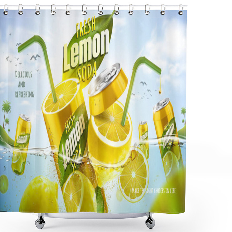 Personality  Fresh Lemon Soda Ad Shower Curtains