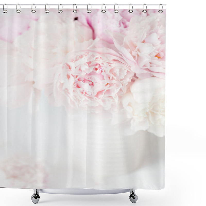 Personality  Beautiful Pink Peony Flowers Bouquet In Vase Shower Curtains