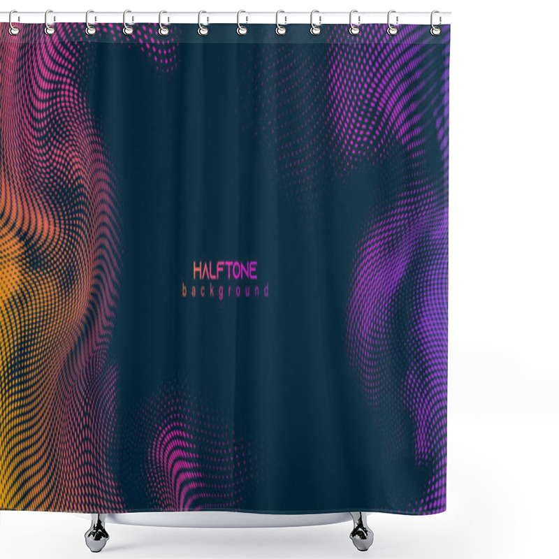 Personality  Abstract Vector Background. Halftone Gradient Gradation. Vibrant Flowing Texture. Smoke Effect. Retro Design. Shower Curtains