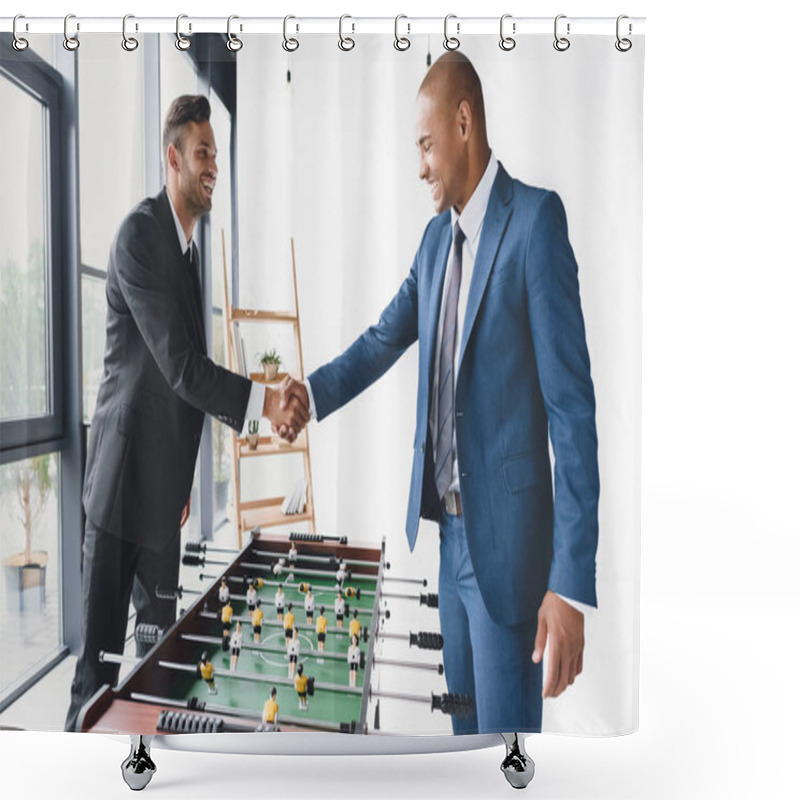 Personality  Businessmen Shaking Hands Shower Curtains