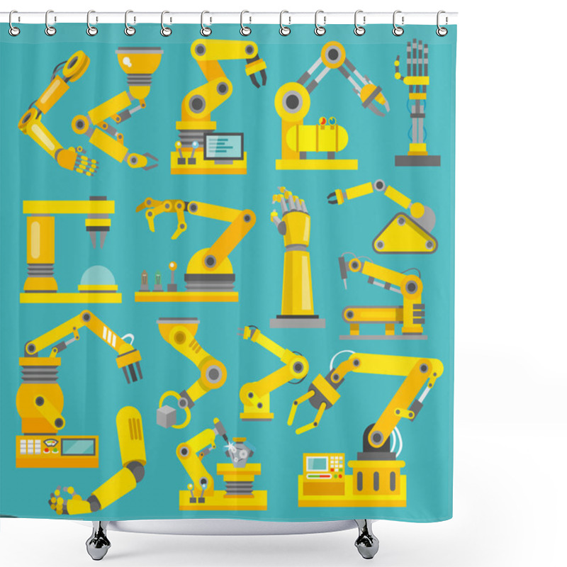 Personality  Robotic Arm Flat Shower Curtains