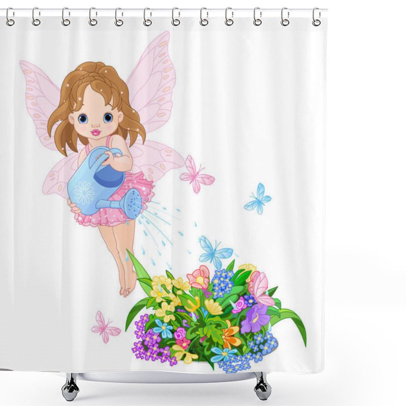 Personality  Illustration Of Cute Baby Fairy Shower Curtains