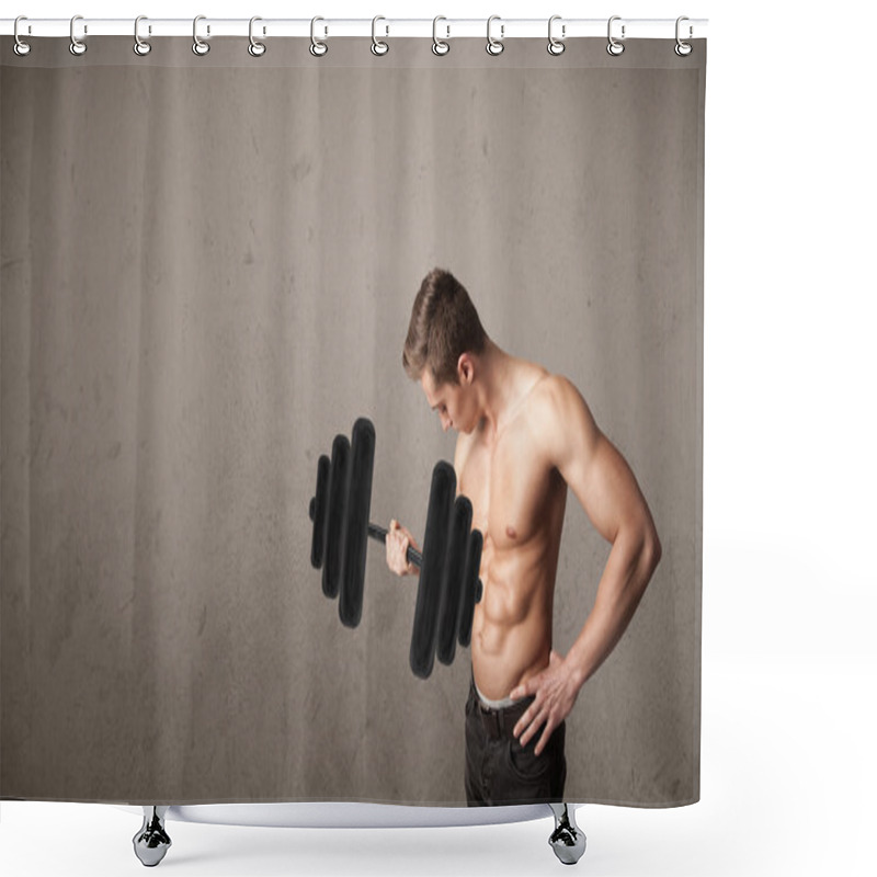 Personality  Muscular Man Lifting Weights Shower Curtains