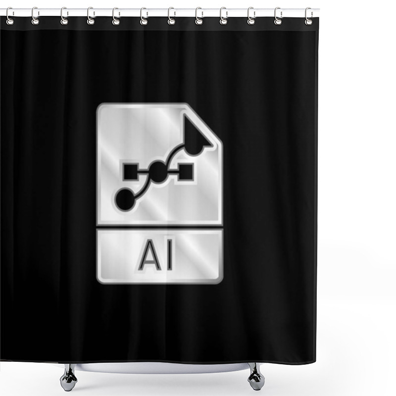 Personality  AI Silver Plated Metallic Icon Shower Curtains