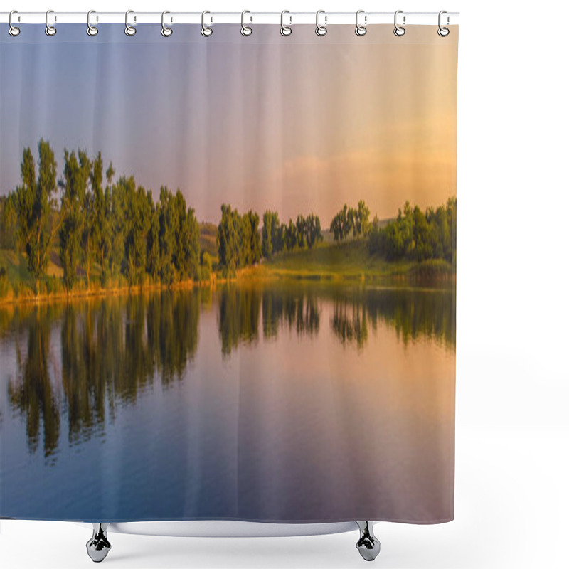 Personality  Sunset On The Edge Of A Lake In The Country, Moldova, 2019 Shower Curtains