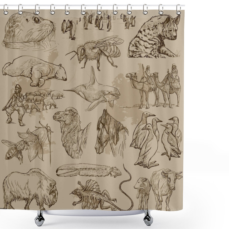 Personality  Animals - Hand Drawn Vector Pack Shower Curtains