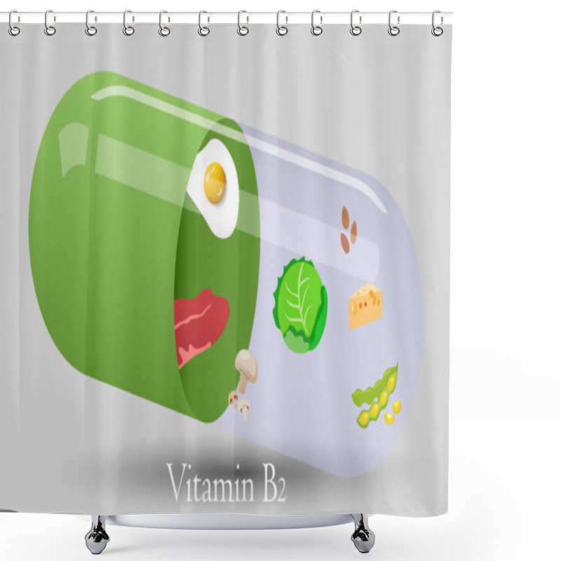 Personality  Vitamin Pill Vector Design. Vitamin B2 Vector Illustration Shower Curtains