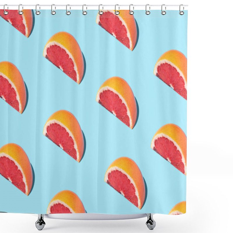 Personality  Repetitive Pattern Of Grapefruit Slices On Blue Surface Shower Curtains