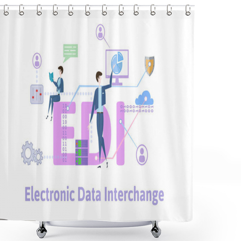 Personality  EDI, Electronic Data Interchange. Concept Table With Keywords, Letters And Icons. Colored Flat Vector Illustration On White Background. Shower Curtains