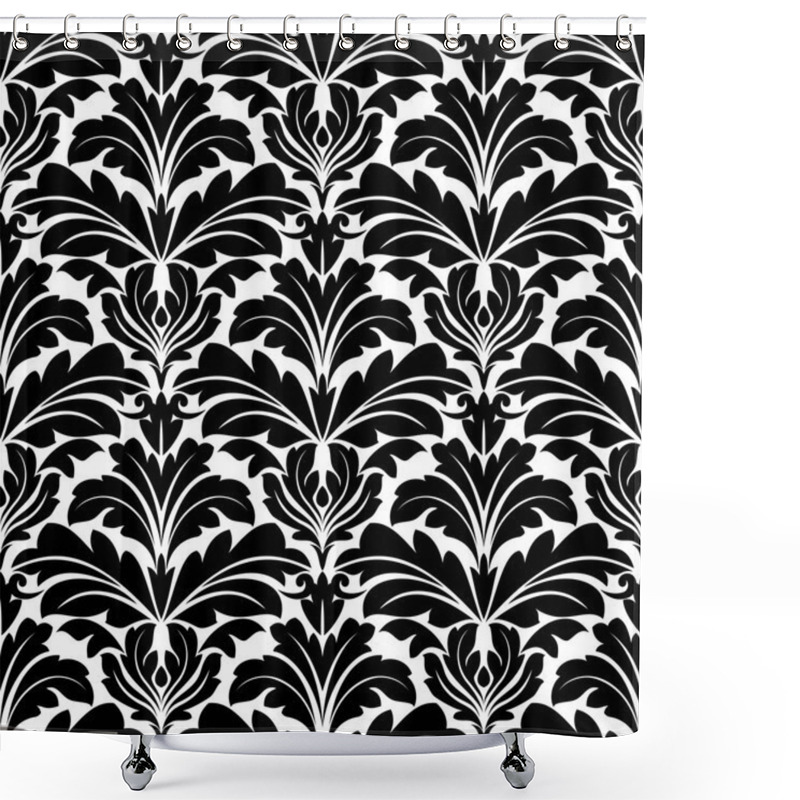 Personality  Bold Black And White Damask Floral Seamless Pattern Shower Curtains