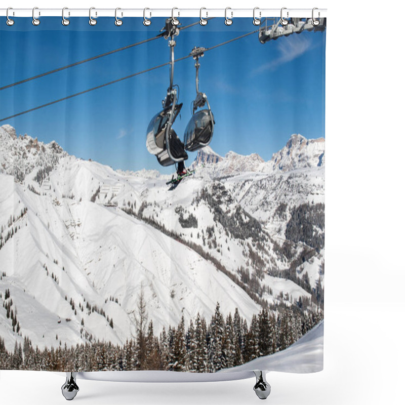 Personality  Skiing Area In The Dolomites Alps. Overlooking The Sella Group  In Val Gardena. Italy Shower Curtains