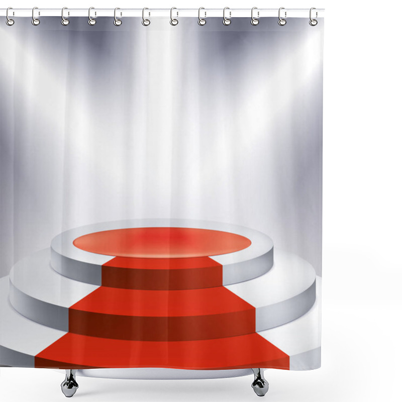 Personality  Illuminated Podium, Red Carpet. Award Pedestal, Presentation Stand, Vector Design Object For You Project Shower Curtains