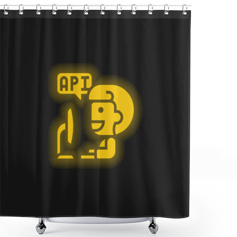 Personality  Application Yellow Glowing Neon Icon Shower Curtains