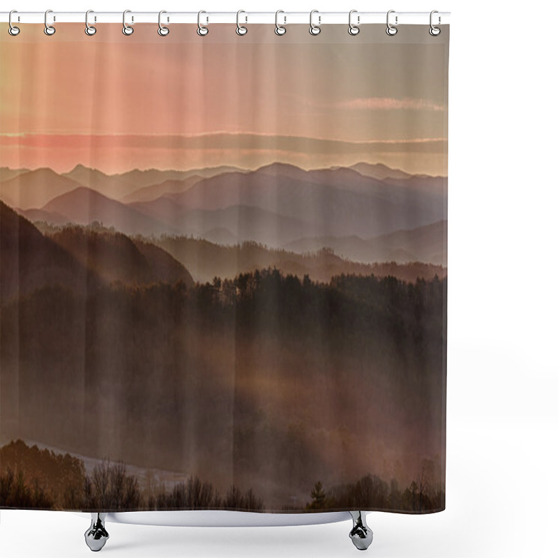 Personality  Sunrise Over Smoky Mountains Shower Curtains