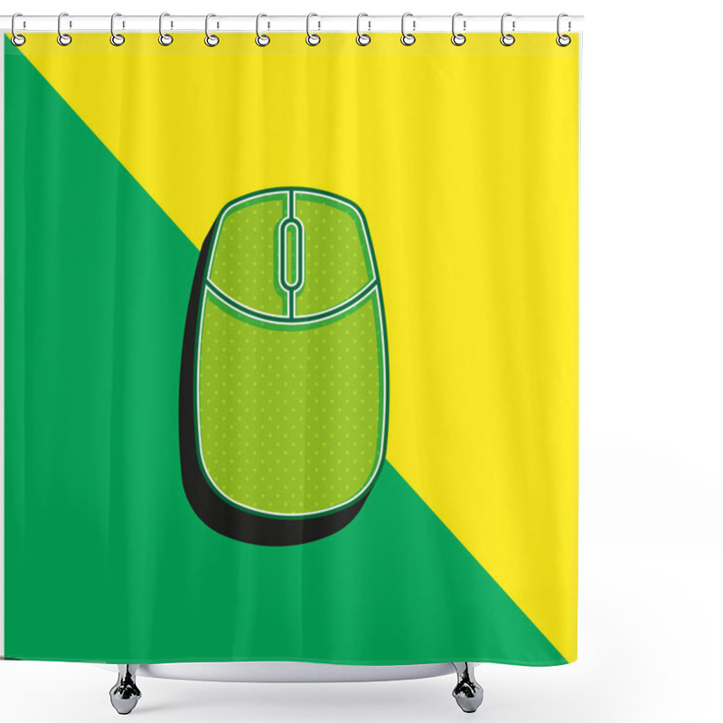 Personality  Big Computer Mouse Green And Yellow Modern 3d Vector Icon Logo Shower Curtains