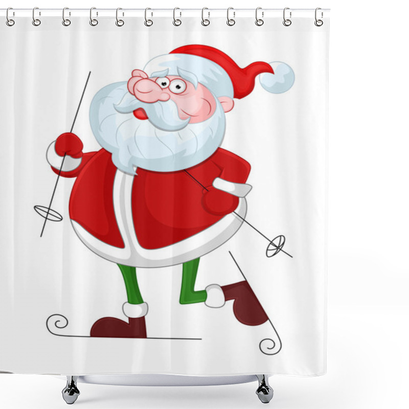 Personality  Shocked Santa Skiing Shower Curtains