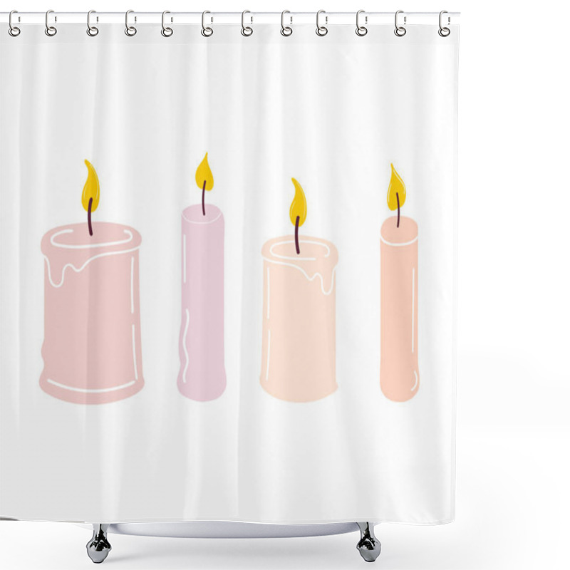 Personality  A Set Of Burning Candles. Vector Illustration Shower Curtains