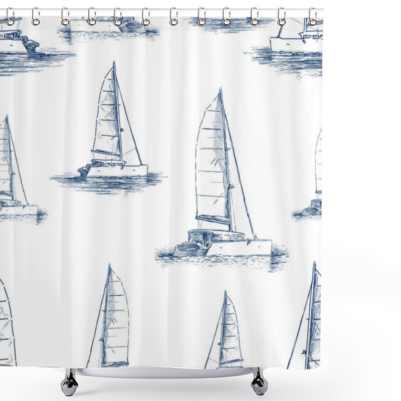 Personality  Pattern Of The Sailing Yachts Sketches Shower Curtains