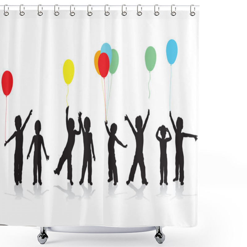 Personality  Children Playing Silhouettes Shower Curtains