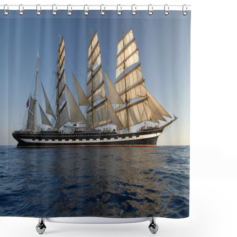 Personality  Sailing Ship At Sunset Shower Curtains