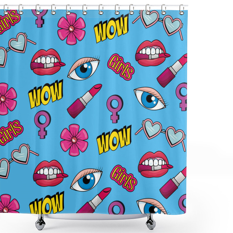 Personality  Fashion Pop Art Patch Background Shower Curtains