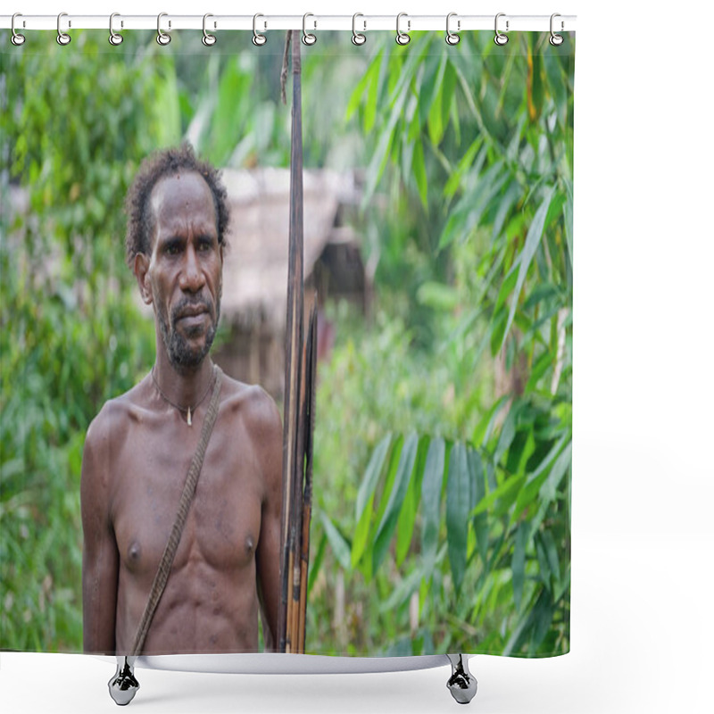 Personality  Korowai Man Hunter With Arrow And Bow Shower Curtains