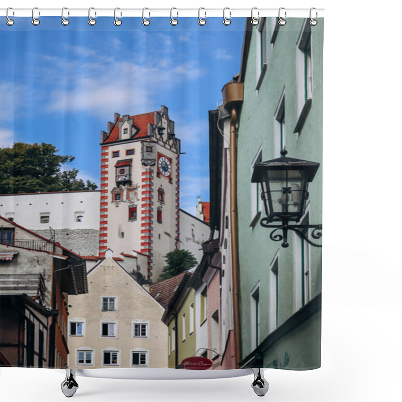 Personality  Fussen, Germany - August 14, 2023: Picturesque City Center Of Fussen, Bavaria, Southern Germany Shower Curtains