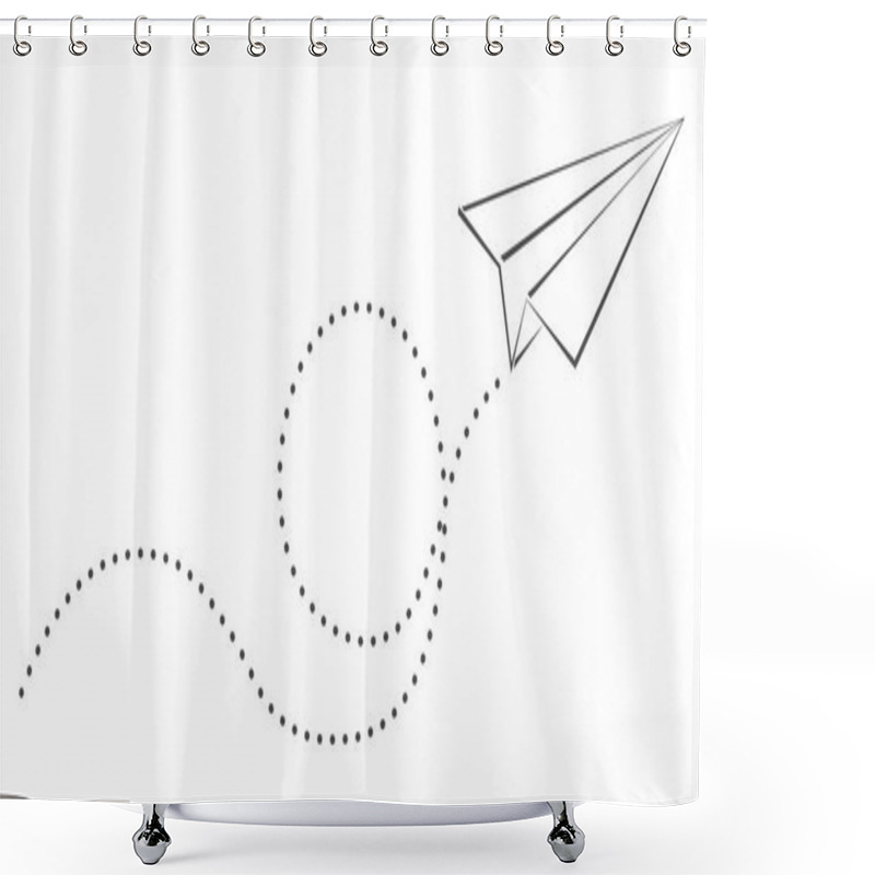 Personality  Simple Paper Plane And Spiral Flight Path Shower Curtains