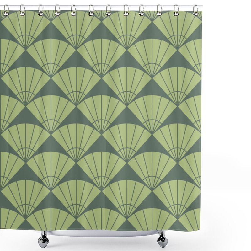 Personality  Simple Fan Pattern. Based On Traditional Japanese Embroidery. Abstract Seamless Pattern. Shower Curtains