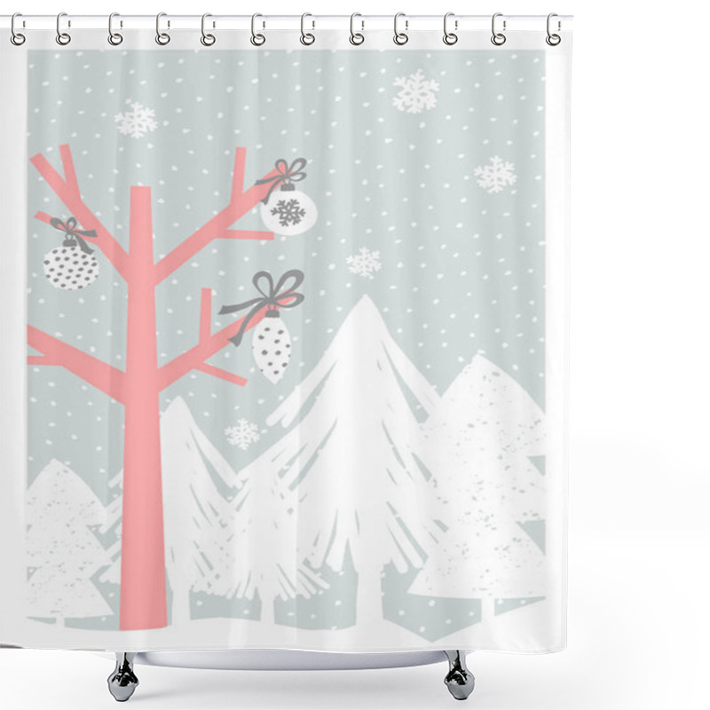 Personality  Christmas Greeting Card Shower Curtains