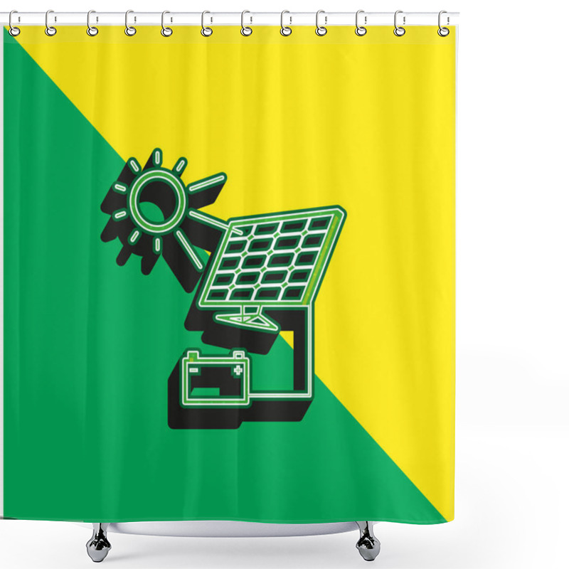 Personality  Battery Charging With Solar Panel Green And Yellow Modern 3d Vector Icon Logo Shower Curtains